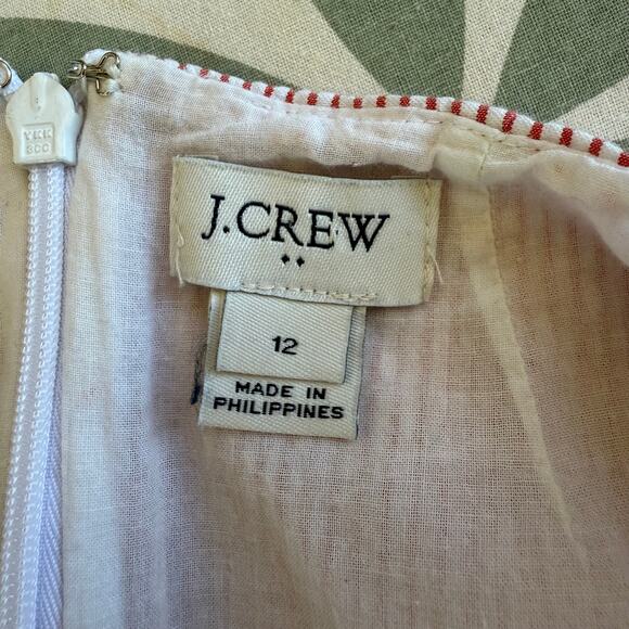 J.Crew Factory Belted Seersucker Dress Red Sleeveless Fit & Flare Size 12 - Picture 4 of 4